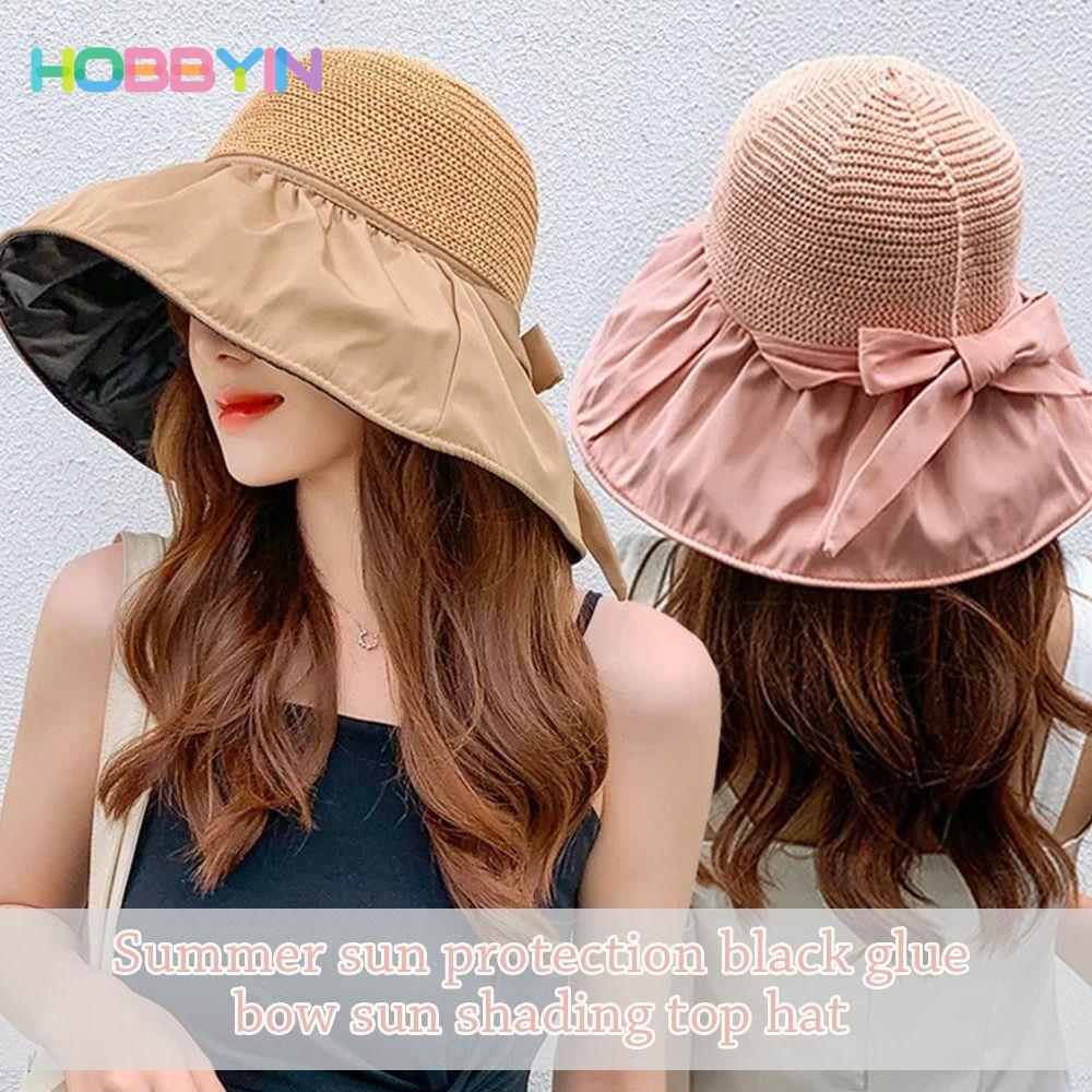 Mũ chống nắng HOBBYIN, Mũ xô vành rộng chống tia cực tím, Mũ che nắng có thể gập lại thoáng khí mùa hè