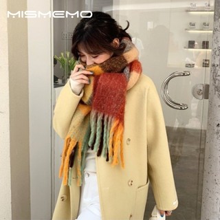 MISMEMO Phiên Bản Hàn Quốc Thu Đông Ấm Áp Dày Hai Mặt Màu Phù Hợp Với Khăn Choàng Cực Lớn Lông Tơ Giả Cashmere Tua Rua Khăn Lớn Nữ