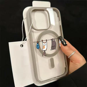 Ốp bảo vệ iPhone họa tiết mèo ngộ nghĩnh, sạc từ tính, chống trầy xước -iP7/8/X/XS/11/12/13/14/15/16/17/Plus/Pro/Max/Air