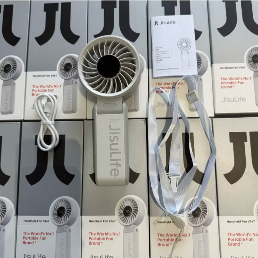 Quạt Tích Điện Cầm tay mini JISULIFE 7 3600/5000 mAh | 5 Cấp Độ Gió sử dụng lên đến 12H | BH 12 THÁNG