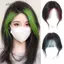 DELMER Clip-In Bangs Extension, Phần giữa Bộ tóc Topper tổng hợp tự nhiên, Fasion Highlighted Blue Closure Straight False Bang Tăng khối lượng tóc