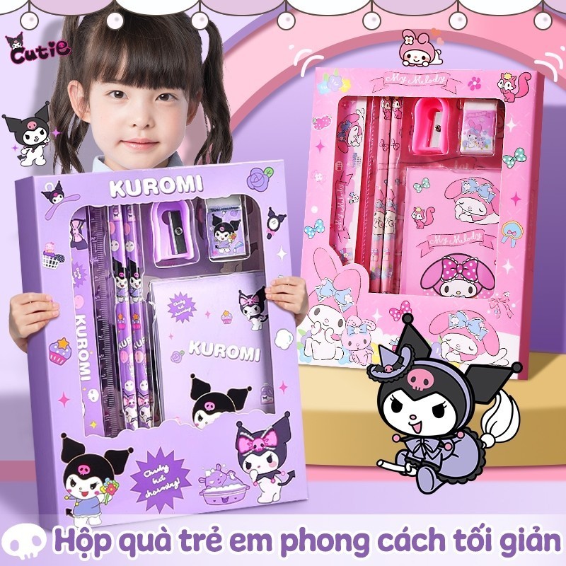 Bộ quà 1/6 thiếu nhi cho bé gái bút chì hoạt hình đáng yêu lớp 1 đồ dùng học tập an toàn hot