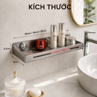 Kệ Để Đồ Nhà Tắm Dán Tường Không Cần Khoan , Thép Carbon Chống Gỉ , Dung Tích Lớn
