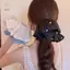 Lưới ngọc trai giả siêu cổ tích cao cấp HNKMP với kết cấu xếp li Dây buộc tóc hoa Phụ kiện đuôi ngựa.