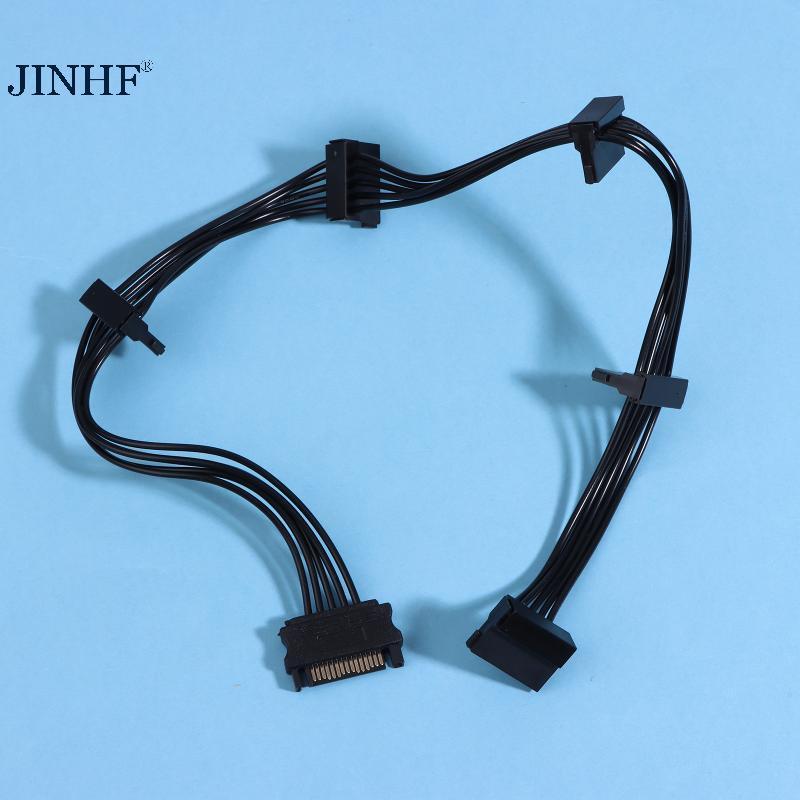 JINHF Universal 15Pin SATA sang 4Pin Cáp chia nguồn 1 đến 5 Dây nối dài Đa ổ cứng Khả năng tương thích SSD Dễ dàng thiết lập HOT