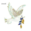 Một thế giới| Nhánh ô liu Trâm cài Peace Dove Trâm cài đính kim cương giả Huy hiệu chim hợp kim kẽm cho áo khoác Áo len Váy – Phụ kiện trang sức hòa bình biểu tượng thanh lịch dành cho nữ