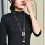 Phiên Bản Hàn Quốc Hình Bầu Dục Ngọc Trai Zircon Áo Len Nữ Thời Trang Đơn Giản Vòng Cổ Dài Tất Cả Các Trận Đấu Phụ Kiện