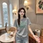 Áo thun ngắn tay giảm béo mùa hè mới in cổ tròn thời trang áo thường ngày dành cho nữ
