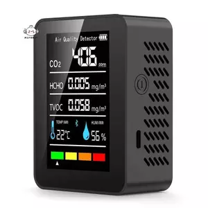 Máy đo độ ẩm nhiệt độ kỹ thuật số 5in1 đa chức năng maybest Máy đo độ ẩm nhiệt độ kỹ thuật số Carbon Dioxide TVOC HCHO Máy dò chất lượng không khí {VN}