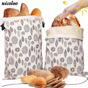 Túi đựng bánh mì sáp ong NICOLOO, Túi đựng bánh mì giữ tươi có thể tái sử dụng được phủ sáp ong, có khóa kéo Cotton 43 * 33cm Túi đựng bánh mì Sử dụng tủ đông