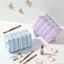 FAVORITEGOODS Dụng cụ sắp xếp vệ sinh du lịch, Túi trang điểm Seersucker sọc dung tích lớn, Túi đựng mỹ phẩm đa chức năng dễ thương Du lịch
