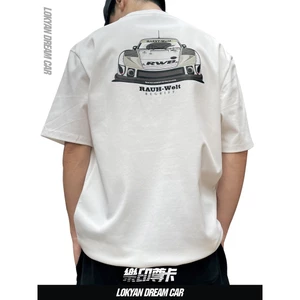 Áo thun ngắn tay in hình Racing chất lượng cao Phiên bản xu hướng nam và nữ Size lớn Áo sơ mi chất lượng cao cấp đơn giản