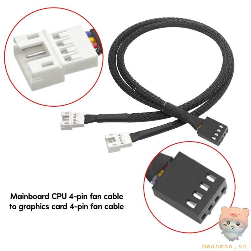 Moon 4Pin 1 đến 1 2 Chiều Cáp chia quạt PWM Tay màu đen Quạt làm mát CPU Cáp nối dài nguồn 4Pin Nữ đến 4Pin Ma
