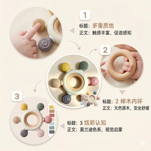 Thực Phẩm Silicon Cho Bé Máy Xay Răng Cho Bé Vòng Gỗ Miếng Dán Nhẹ Nhàng Tay Lấy Bóng Xếp Hình Giáo Dục Sớm Mẹ Sản Phẩm Cho Bé 5.18 EMNW