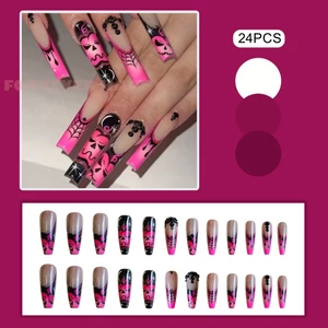 24 Chiếc Móng Tay Giả Khỏa Thân Với Bí Ngô In Chip Chống Mờ Móng Tay Giả Cho Nữ Móng Tay Nghệ Thuật Trang Trí