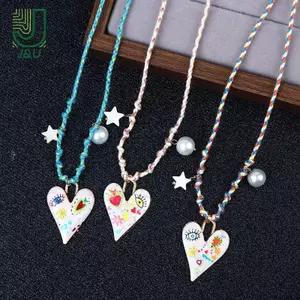 Dây thắt nút thủ công Mặt dây chuyền trái tim Nelace Dây chuyền áo len thời trang Staable Star Pearl Nelace dành cho nữ Quà tặng trang sức