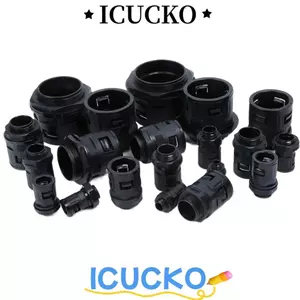 Khớp nối ống sóng ICUCKO, Đầu nối ống nhựa đa kích thước bằng nhựa, Đầu nối ống sóng PP màu đen AD13
