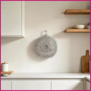 Chain Mail Scrubber Gang Lưới thép không gỉ Làm sạch sâu Chảo thép không gỉ cho Cookware shopidaevn