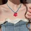 Vòng cổ hoa NICOLOO 2pca, Mặt dây chuyền dâu tây Vòng cổ bện nhiều lớp, Dây chuyền hạt mô phỏng Acrylic thời trang mùa hè