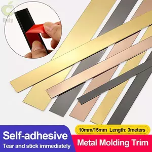Viền đúc kim loại ROLY, Dây trang trí bằng thép không gỉ tự dính, Trang trí nhà cửa Gương viền chống thấm nước Dải dải nền tường