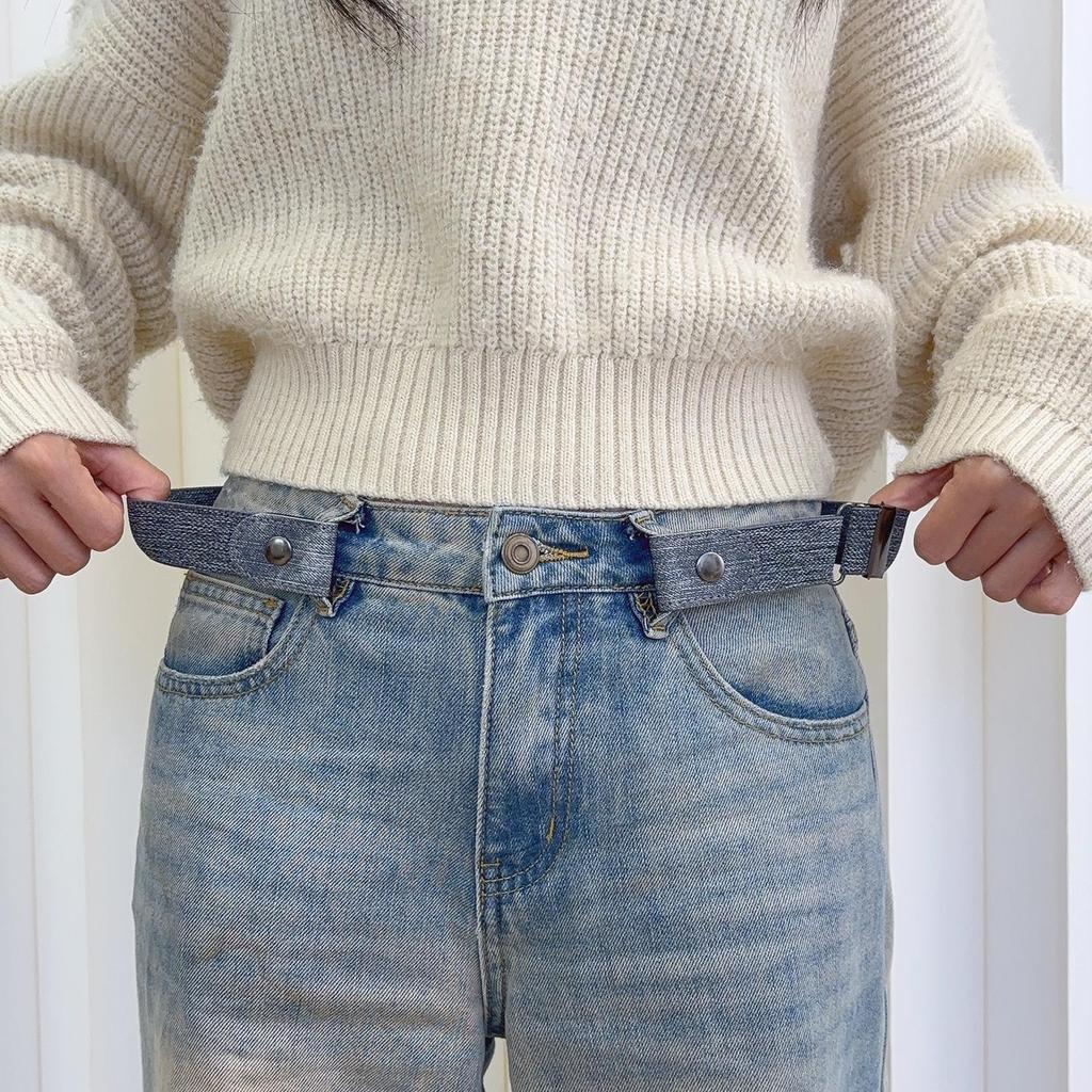 Unisex Vô Hình Không Dấu Vết Thắt Lưng Đàn Hồi Lười Thắt Lưng Học Sinh Huấn Luyện Co Giãn Quần Jean Eo Điều Chỉnh