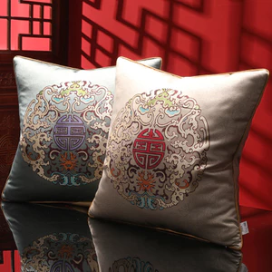 Gối Thắt Lưng Gối Đầu Giường Đệm Satin Phong Cách Thực Vật Đệm Hoa Mới Phong Cách Trung Hoa Có Thể Tháo Rời Có Thể Giặt Hỗ Trợ Cổ 26.5.20