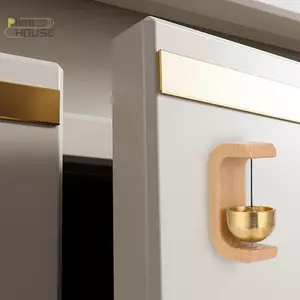 PlumHOUSE Chuông gió bằng gỗ Chuông cửa bằng đồng thau từ tính Không dây Jingle Lối vào Chuông cửa Mặt dây chuyền để trang trí nhà cửa vào cửa để nhắc nhở VN