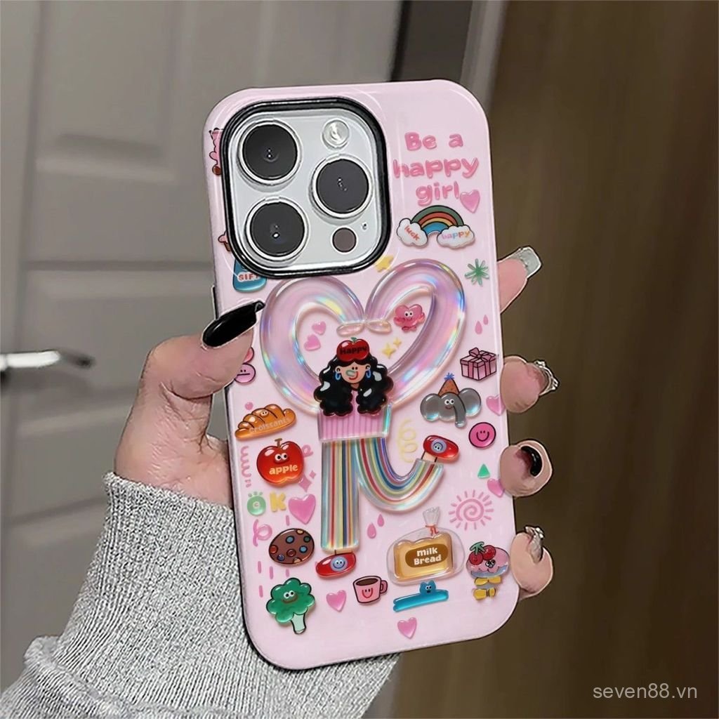 Ốp Điện Thoại Thích Hợp Cho iPhone 7 8 X XS XR XSMAX 11 12 13 14 15 16 17 Pro max Plus Air Than Heart Girl Vỏ Bảo Vệ Chống Sốc Hai Trong Một Bao Gồm Tất Cả LNDR