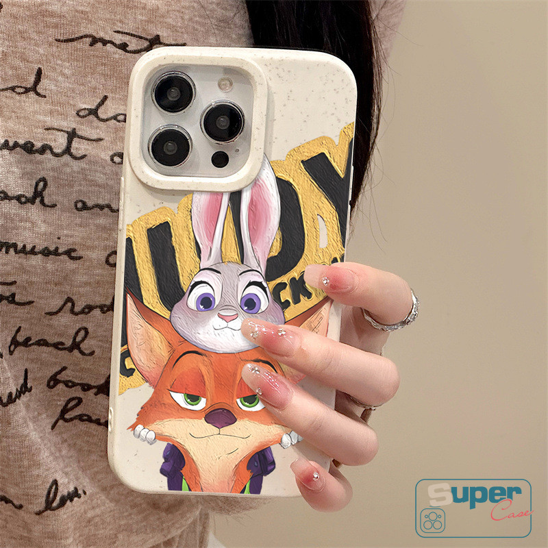 Ốp Lưng Tương Thích Cho IPhone 15 13 17 16 11 14 12 Pro Max XR Air X XS Max 8 14 15 6 6s 16 Plus SE 2020 Thời Trang Zootopia Fox Bunny Cặp Đôi Dễ Thương Có Thể Tháo Rời Thân Thiện Với Môi Trường