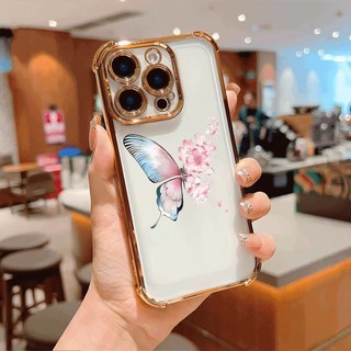 Ốp Điện Thoại Trong Suốt Chống Rơi Bốn Góc Cho OPPO A6 A5 Pro A5X A3X A5i A3 A3i A18 A38 A96 A76 A95 5G Vỏ Bảo Vệ Mạ Bướm