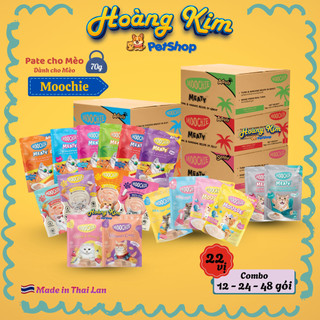 Pate MOOCHIE Mèo [12 - 24 - 48 GÓI] Thái Lan nhiều vị gói 70G hỗ trợ hệ tiêu hóa và tiêu búi lông