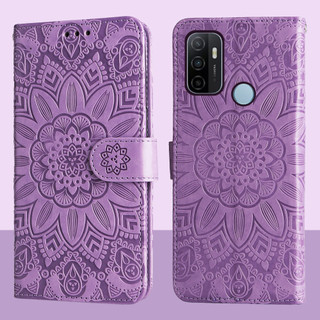 Ốp Lật Ví Da Từ Tính Cho OPPO A32 A53 A33 2020 4G A53S Vỏ Điện Thoại Hoa Hướng Dương Nổi