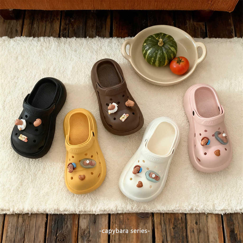 XIXITIAO Dép Dép EVA Đế Dày Tăng Cường Nữ Mùa Hè Đi Biển Sinh Viên Kỳ Nghỉ Capybara