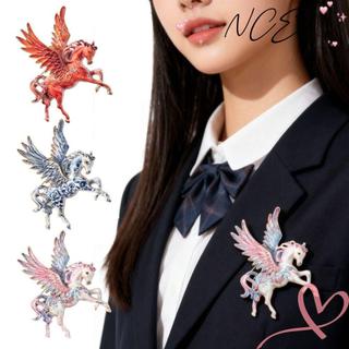 NCE Huy hiệu cung hoàng đạo động vật, trâm cài tóc hình Pegasus retro với màu đỏ/xanh/hồng - quà tặng độc đáo