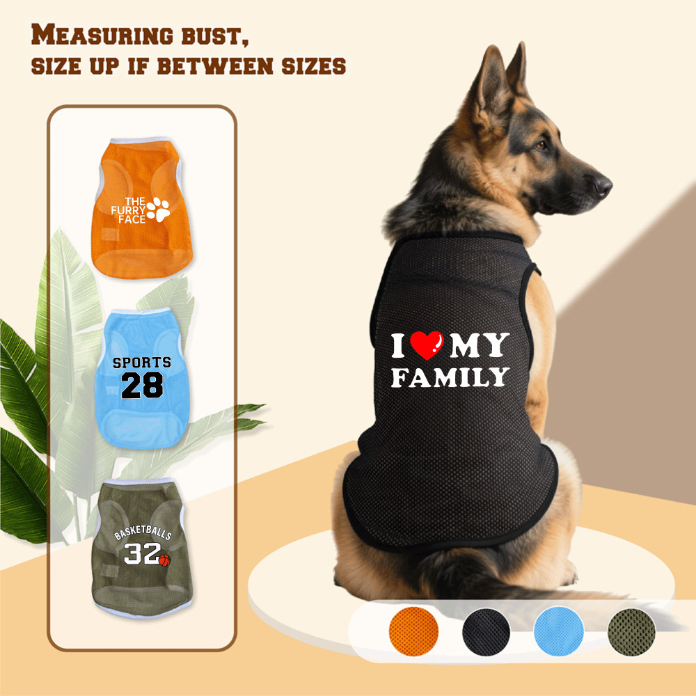 Áo vest lưới chó lớn 3XL-6XL, Bố yêu, in chân chó, phong cách chui đầu, có 4 màu, thoải mái và thoáng khí, có thể giặt được bằng máy, thích hợp cho tất cả chó lớn