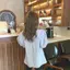 Mùa Xuân 2021 Mùa Hè Rời Tay Phồng Giữa Tay Áo Thun Phiên Bản Hàn Quốc Preppy Phong Cách Phù Hợp Với Màu Trơn Thoáng Khí Mỏng Hơn Nhìn