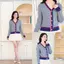 Áo cardigan nữ cổ V phối viền màu MỊN len đan bện cao cấp khuy vàng cao cấp sang trọng