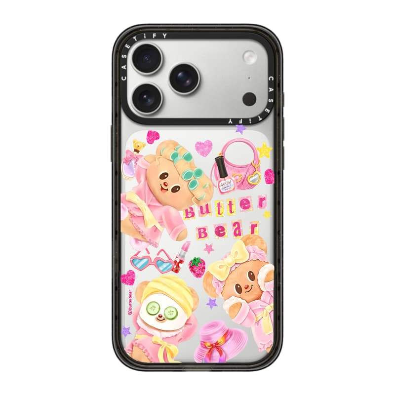 CASECASE X Butterbear at 8Am Ốp lưng Đen / Xanh da trời / Hồng Bộ sưu tập kẹo Fizz Màu sắc Rõ ràng Cứng Từ tính Hút tác động cho Apple IPhone 13 14 15 16 17Pro Max Plus Có hộp
