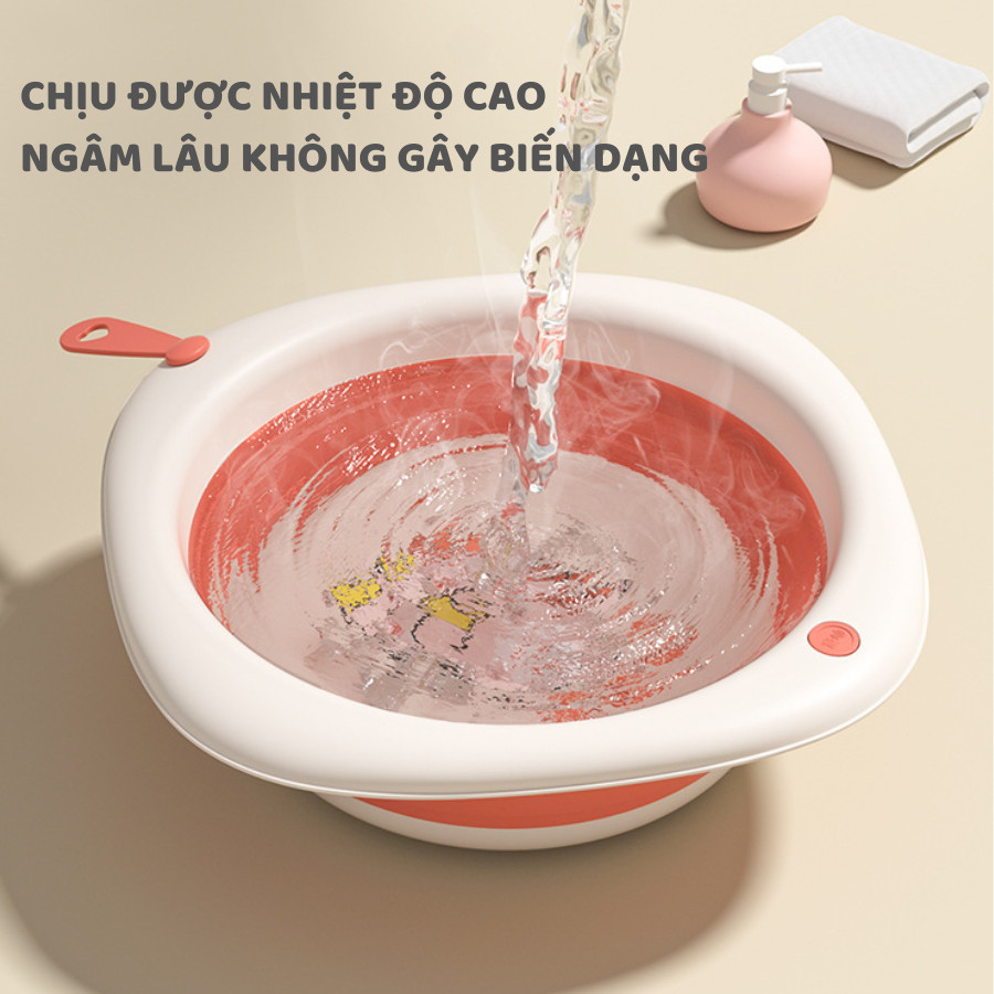 Chậu Rửa Mặt Gấp Gọn Cho Bé HomeMate – Thau Nhựa PP + TPE Cao Cấp, An Toàn Cho Bé Sơ Sinh