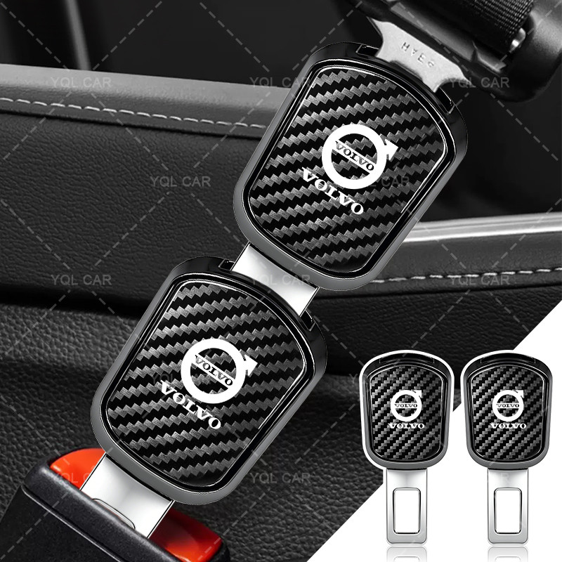 1 / 2 Chiếc Sợi Carbon Dây An Toàn Ô Tô Nối Dài Cắm Dây An Toàn Ô Tô Khóa Dày Cho Volvo XC90 XC70 XC60 V40 V50 V60 S50 S60 S70 S90