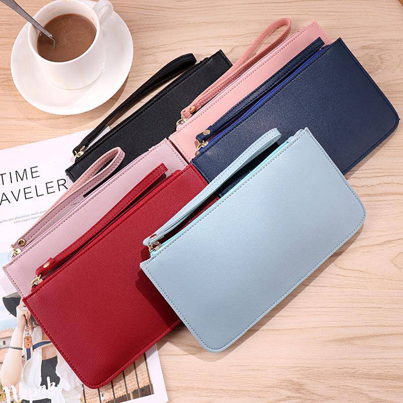 PNPIA- Bao Da PU Nữ Đựng Thẻ Ví Dài Dung Tích Lớn Mỏng Màu Trơn Tổ Chức Cho Du Lịch Essentials