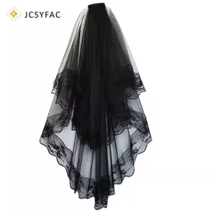 JCSYFAC Hai Lớp Ren Cô Dâu Veil Bla Đám Cưới Veil Có Lược Ngắn Cô Dâu Veil Trang Phục Hóa Trang Phụ Kiện Tóc Mới