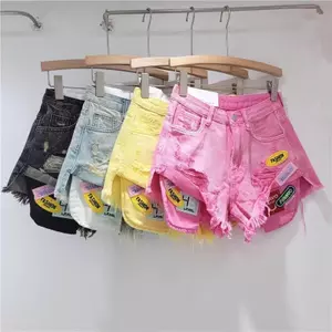 Summer Hot Girl High Street Hot Girl Raw Edge Slimer Look All-Match Quần short Denim rách độc đáo dành cho nữ