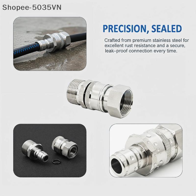 {AKIN} Bộ chuyển đổi bằng thép không gỉ M22 Qui Connect Phù hợp với nhiều mẫu máy giặt áp lực dễ dàng {a}
