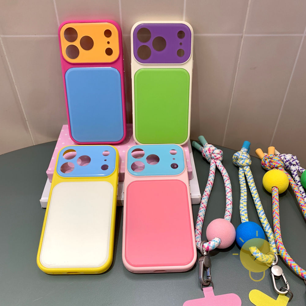 Phone Case For iPhone 17 Pro Max 16 15 14 13 Acrylic TPU Matte Contrast Color Contrast Color Hard Aesthetic Korean Cute