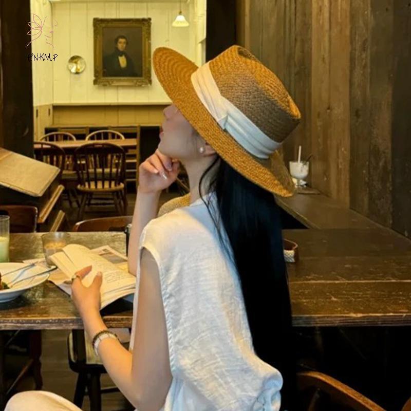 HNKMP Panama Mũ Rơm Vành Rộng Mũ Đi Biển Mùa Hè Chống Nắng Thiết Kế Nhẹ Cho Du Lịch Ngoài Trời.