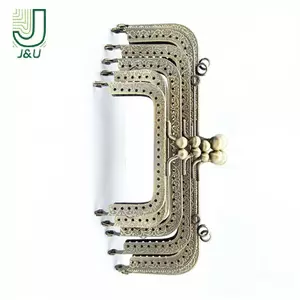 1 Chiếc Vuông Bóng Bạc Cơ Bản Ví Kim Loại Khung Kiss Clasp Lo DIY Túi Phụ Kiện