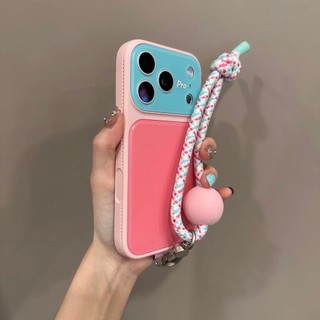 Ốp điện thoại di động cửa sổ lớn họa tiết da tương phản cho iPhone17 16 15 14 13 Pro Max bảo vệ camera chống sốc chống rơi mặt sau cứng