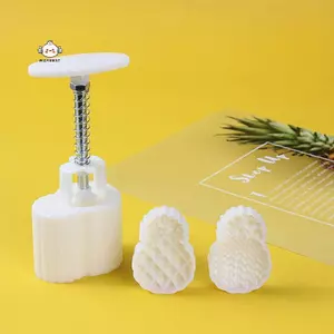 Mayst Khuôn Bánh Ngọt Hình Thông Trái Cây, Bao Gồm 1 Khuôn Và 2 Tem, DIY Hand Press Moon Cake Stamps, Mung Bean Cake, Cookie Mold {VN}