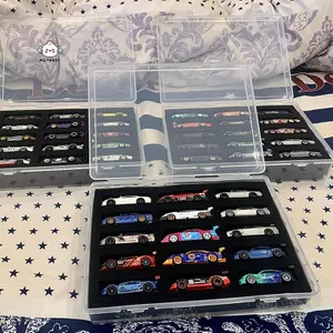 HOT WHEELS Maybest 1 / 64 Hộp trưng bày mô hình ô tô có tấm bông bảo vệ, Hộp lưu trữ 15 vị trí cho bánh xe nóng, Hộp bảo vệ vận chuyển {VN}